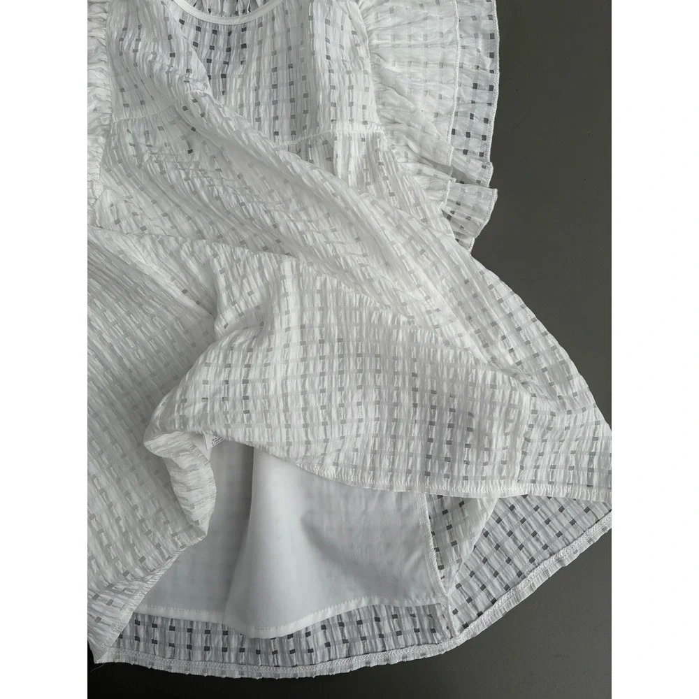 Loness White Ruffle Flutter Sleeve Babydoll Blouse Large Cottagecore